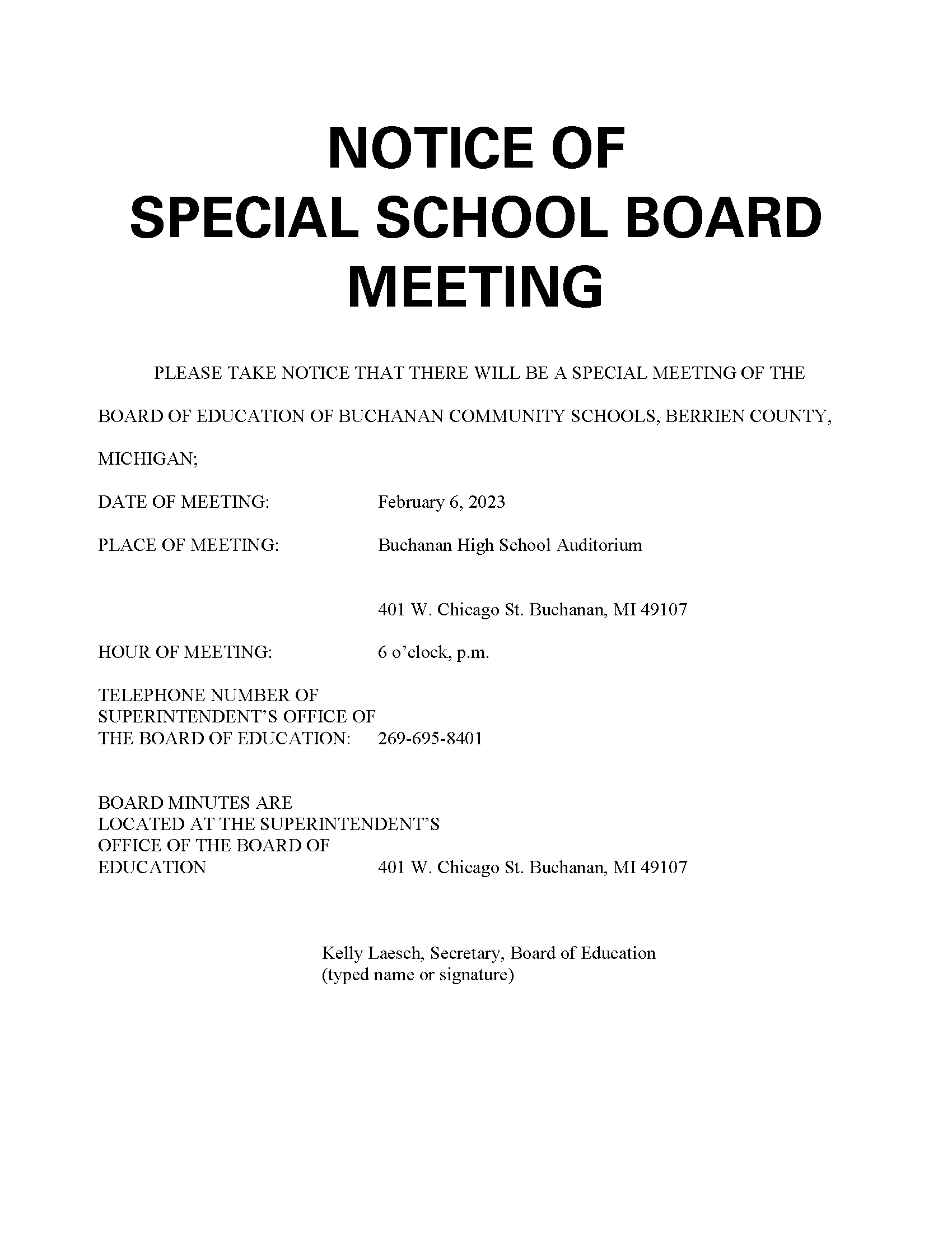 notice-of-special-meeting-2-6-2023-buchanan-community-schools